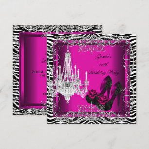 Roze zebraprint feest schoenen voor verjaardag kaart