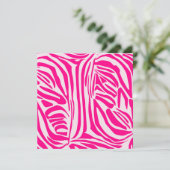 Roze zebraprint feestdagenkaart (Staand voorkant)