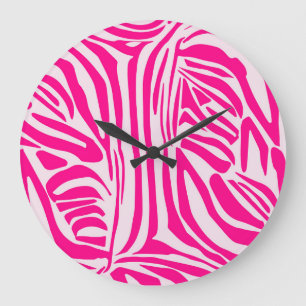 Roze zebraprint grote klok