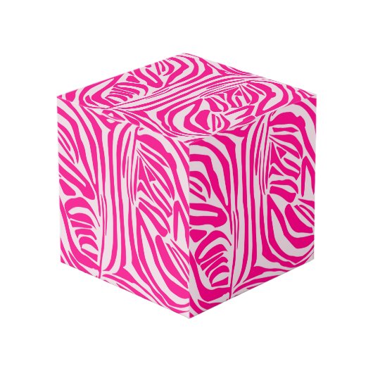 Roze zebraprint kubus (Voorkant hoekig)