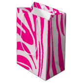 Roze zebraprint medium cadeauzakje (Achterkant Gekanteld)