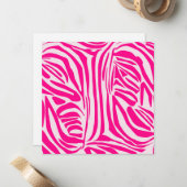 Roze zebraprint notitiekaartje (Voorkant / Achterkant in situ)