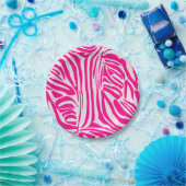 Roze zebraprint papieren bordje (Feest)