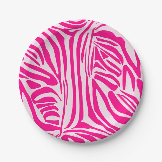 Roze zebraprint papieren bordje (Voorkant)