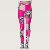 Roze zebraprint patchwork leggings (Voorkant)