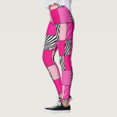 Roze zebraprint patchwork leggings (Links)