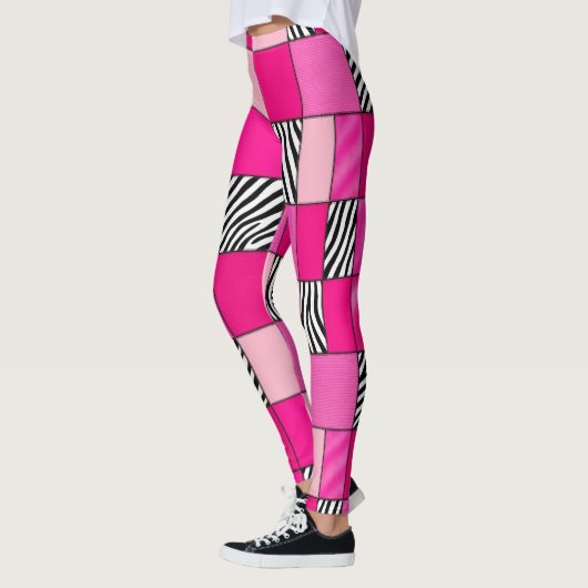Roze zebraprint patchwork leggings (Links)