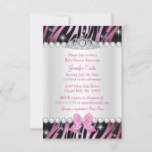 Roze zebraprint & prinsessen tiara babyshower kaart (Achterkant)