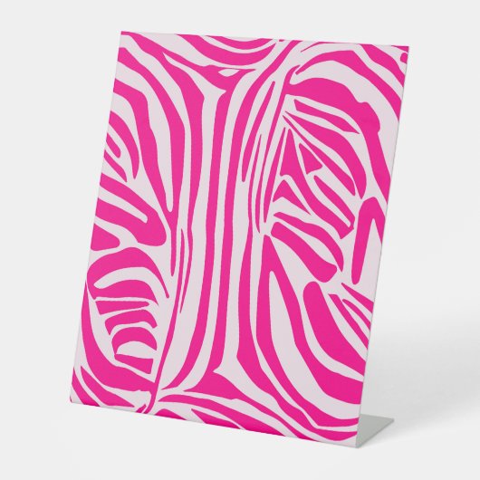 Roze zebraprint reclamebord met voetstuk (Voorkant)