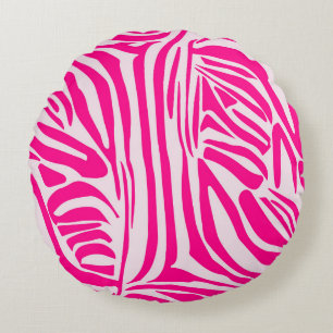 Roze zebraprint rond kussen