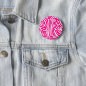 Roze zebraprint ronde button 5,7 cm (In situ)