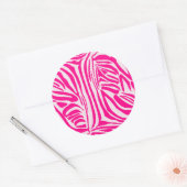 Roze zebraprint ronde sticker (Envelop)