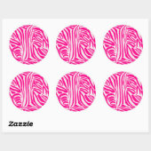 Roze zebraprint ronde sticker (Vel)