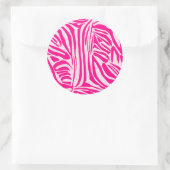 Roze zebraprint ronde sticker (Tas)