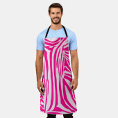 Roze zebraprint schort (Gedragen)