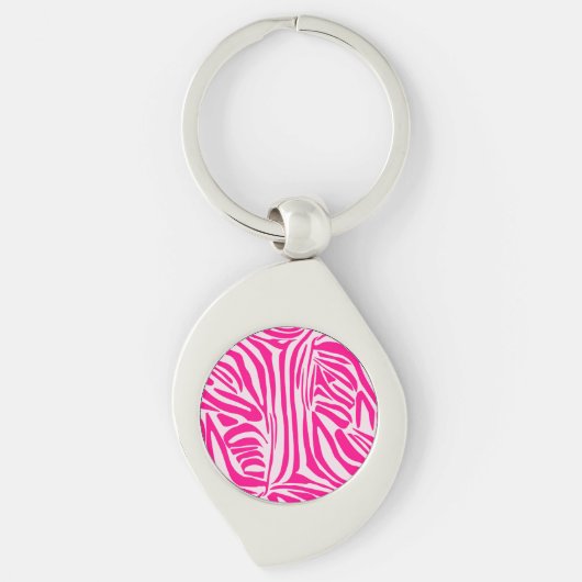 Roze zebraprint sleutelhanger (Voorkant)