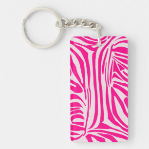 Roze zebraprint sleutelhanger