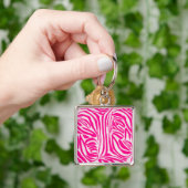 Roze zebraprint sleutelhanger (Hand)