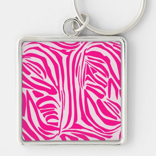 Roze zebraprint sleutelhanger (Voorkant)