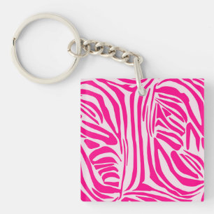 Roze zebraprint sleutelhanger