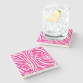 Roze zebraprint stenen onderzetter (Zijkant)
