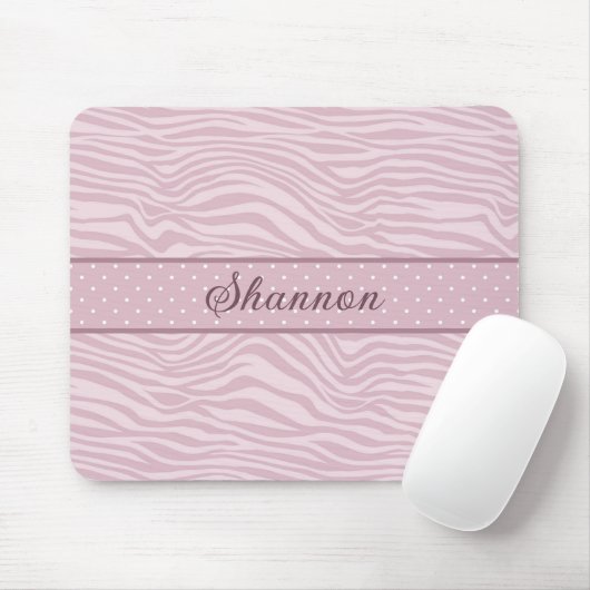 Roze zebraprint & stippen muismat (Met muis)