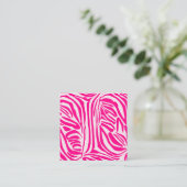 Roze zebraprint vierkante visitekaartje (Staand voorkant)