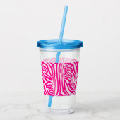 Roze zebraprintpatroon acryl drinkbeker (Achterkant)