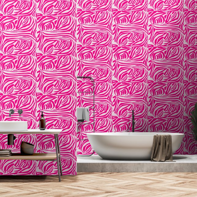 Roze zebraprintpatroon behang (Badkamer)