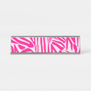 Roze zebraprintpatroon bureau naambordje