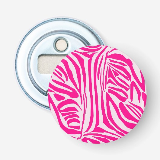 Roze zebraprintpatroon button flesopener (Voorkant)