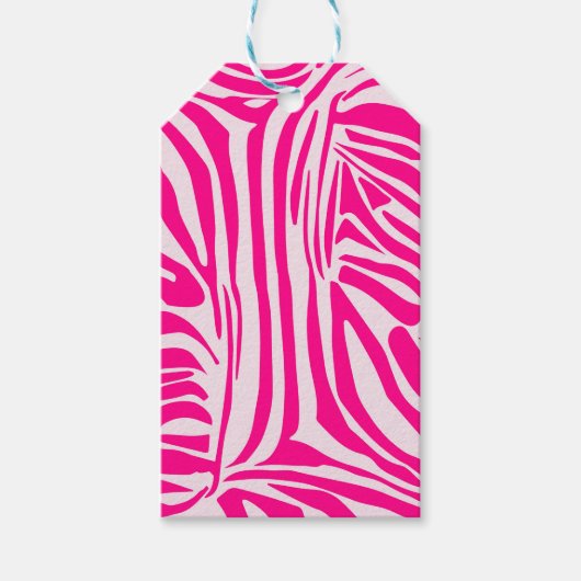 Roze Zebraprintpatroon Cadeaulabel (Voorkant)