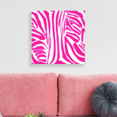 Roze zebraprintpatroon canvas afdruk (Insitu (Woonkamer))