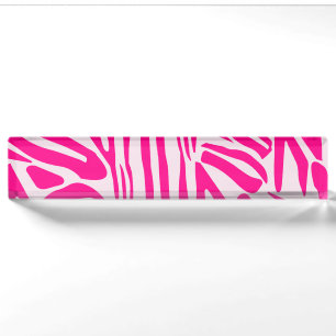 Roze zebraprintpatroon naambordje