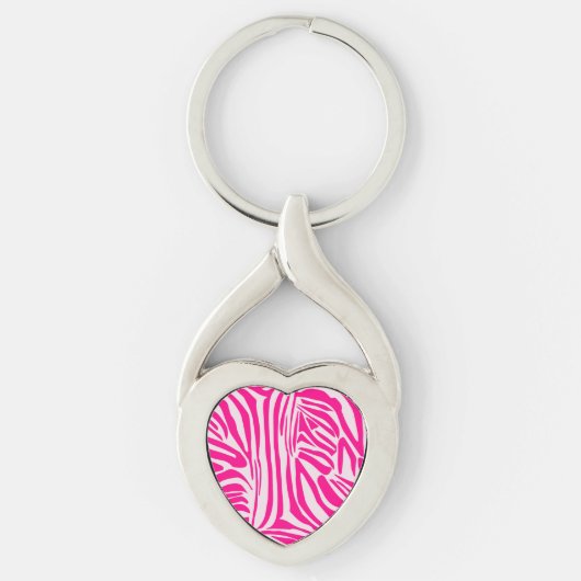 Roze zebraprintpatroon sleutelhanger (Voorkant)