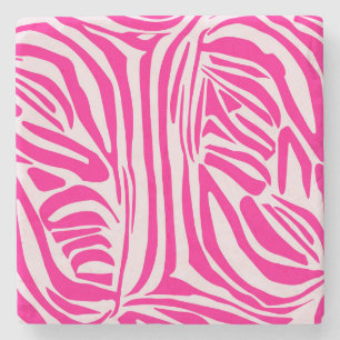Roze zebraprintpatroon stenen onderzetter