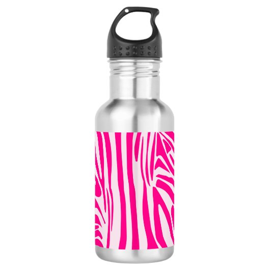 Roze zebraprintpatroon waterfles (Voorkant)