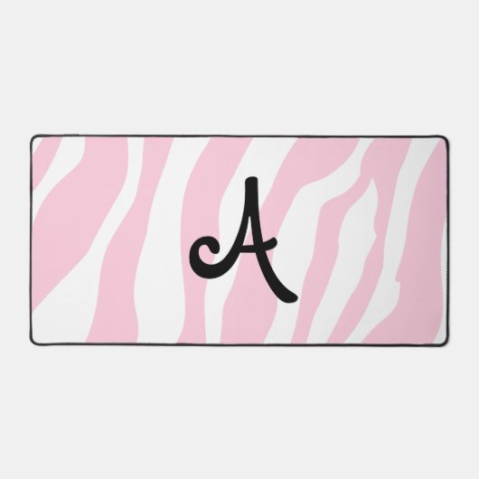 Roze zebrastrepen en monogram bureaumat (Voorkant)