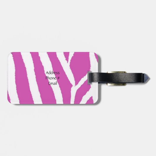 Roze zebrastripes bagagelabel (Achterkant horizontaal)