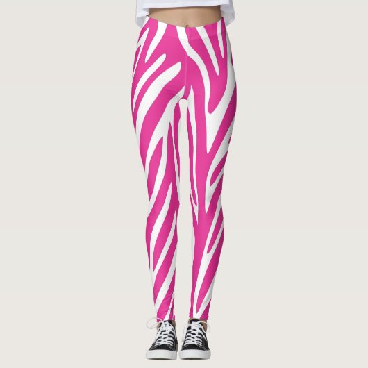 Roze zebrastripes leggings (Voorkant)