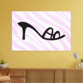 Roze zebrastrips met zwarte schoen canvas afdruk (Insitu (Woonkamer))