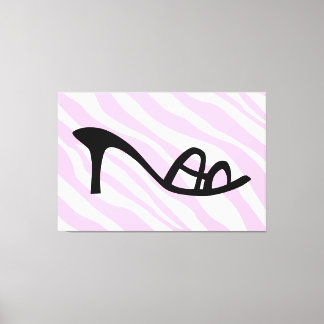 Roze zebrastrips met zwarte schoen canvas afdruk