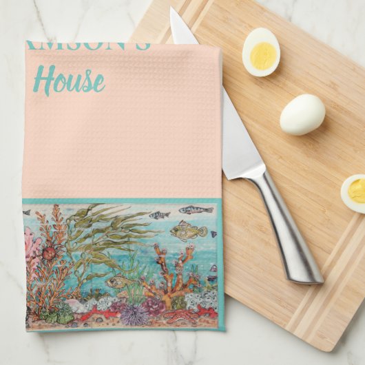  roze Zee - Aangepast winkelcentrum voor leven op  Theedoek (Quarter Fold)