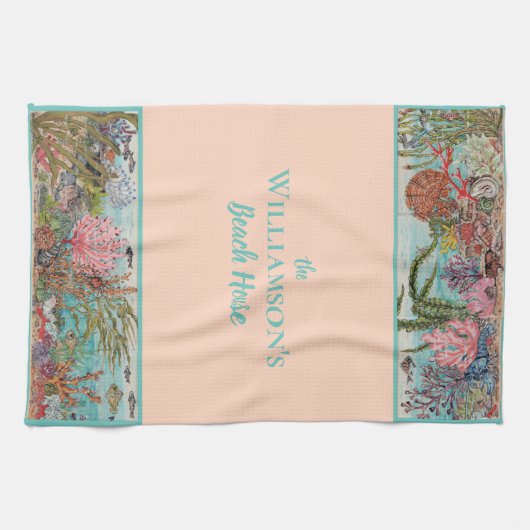  roze Zee - Aangepast winkelcentrum voor leven op  Theedoek (Horizontaal)