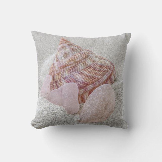 Roze zee glas en naai - kussen (Voorkant)