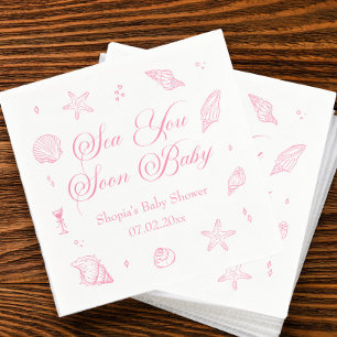Roze Zee Je Binnenkort Kust Baby Shower Servet