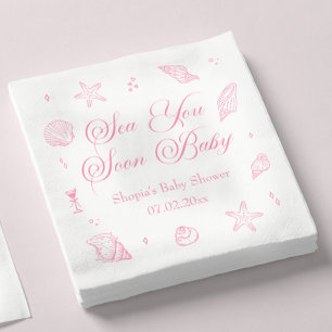 Roze Zee Je Binnenkort Kust Baby Shower  Servet