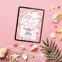 Roze "Zee je snel" Baby shower Kaart