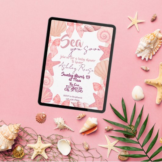 Roze "Zee je snel" Baby shower Kaart