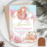 Roze Zee Kleine Zeemeermin Verjaardag Meisje Uitno Kaart<br><div class="desc">Onze kleine zeemeermin kinderen verjaardagsuitnodiging,  gouden Zee zeemeermin prinses verjaardagsfeestje,  onder het Zee zeemeermin verjaardagsmeisje,  oceaan kleine zeemeermin verjaardagsmeisje uitnodiging,  afrikaanse zeemeermin verjaardagsfeest</div>